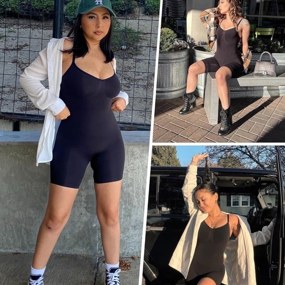 NWT Shaperx Seamless Black Boy Short Small/Medium Bodysuit Style 5218 - Picture 5 of 7